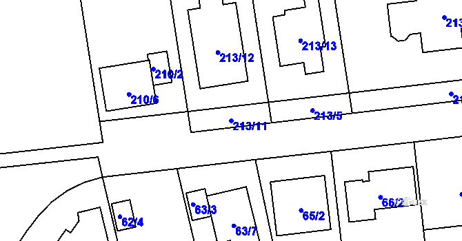 Parcela st. 213/11 v KÚ Hradiště u Plzně, Katastrální mapa