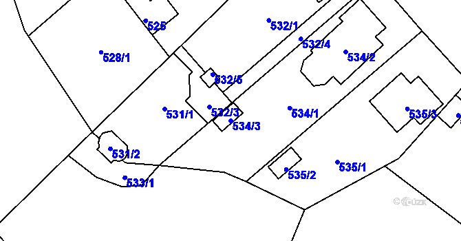 Parcela st. 534/3 v KÚ Hradiště u Plzně, Katastrální mapa
