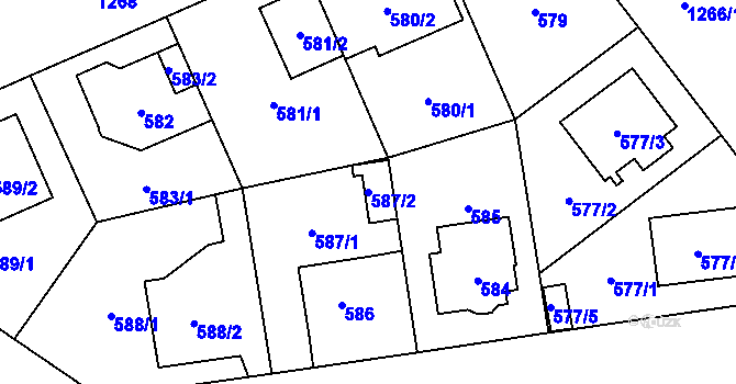 Parcela st. 587/2 v KÚ Hradiště u Plzně, Katastrální mapa