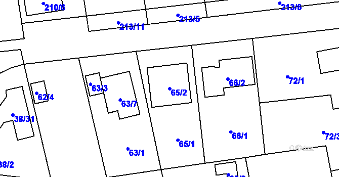 Parcela st. 65/2 v KÚ Hradiště u Plzně, Katastrální mapa