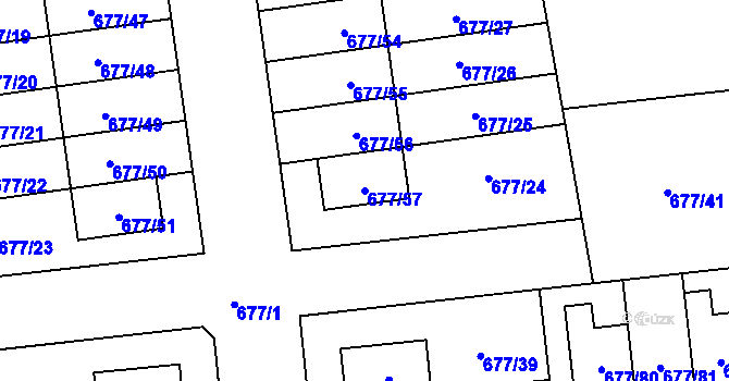 Parcela st. 677/57 v KÚ Bručná, Katastrální mapa
