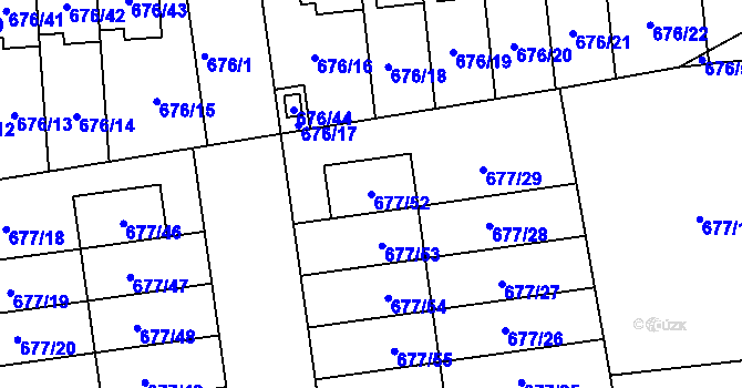 Parcela st. 677/52 v KÚ Bručná, Katastrální mapa