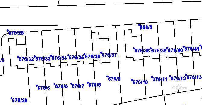 Parcela st. 676/37 v KÚ Bručná, Katastrální mapa