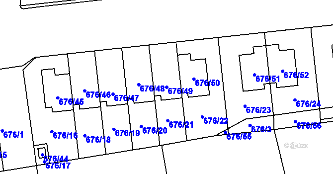 Parcela st. 676/49 v KÚ Bručná, Katastrální mapa