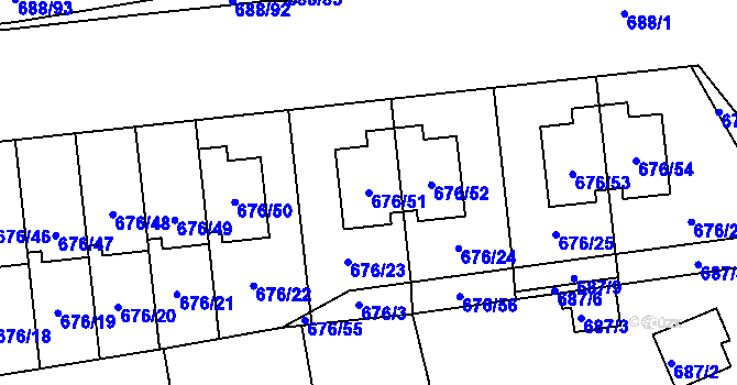 Parcela st. 676/51 v KÚ Bručná, Katastrální mapa