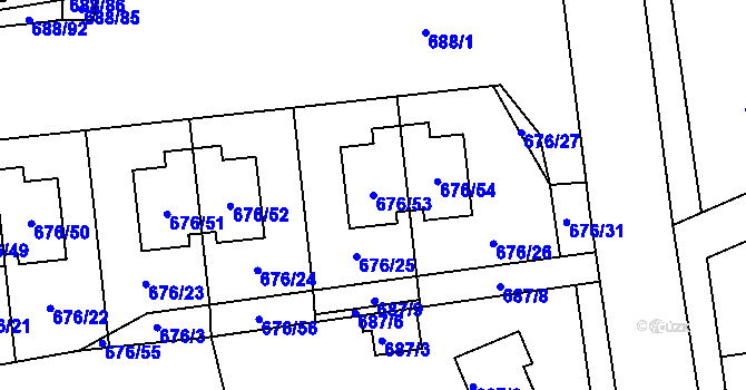 Parcela st. 676/53 v KÚ Bručná, Katastrální mapa