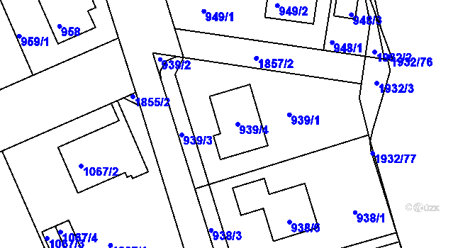 Parcela st. 939/4 v KÚ Bručná, Katastrální mapa