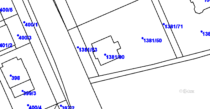 Parcela st. 1381/90 v KÚ Bručná, Katastrální mapa
