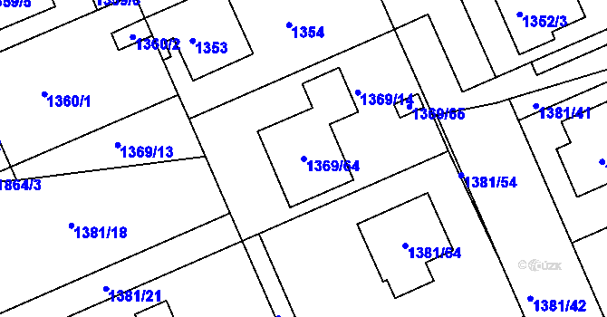 Parcela st. 1369/64 v KÚ Bručná, Katastrální mapa