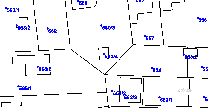 Parcela st. 560/4 v KÚ Bručná, Katastrální mapa