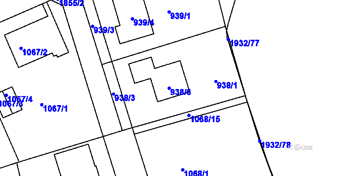 Parcela st. 938/6 v KÚ Bručná, Katastrální mapa