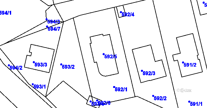 Parcela st. 592/5 v KÚ Bručná, Katastrální mapa