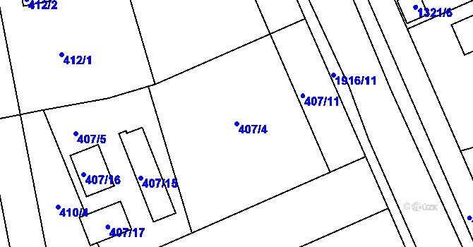 Parcela st. 407/4 v KÚ Bručná, Katastrální mapa