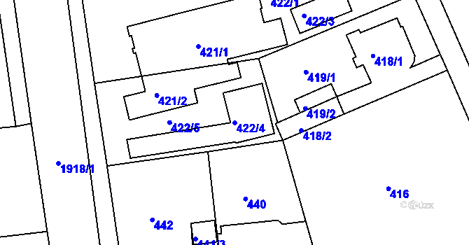 Parcela st. 422/4 v KÚ Bručná, Katastrální mapa