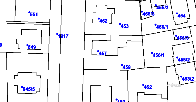 Parcela st. 457 v KÚ Bručná, Katastrální mapa