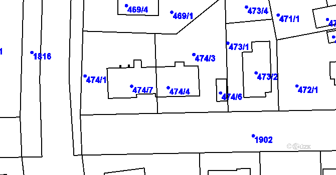 Parcela st. 474/4 v KÚ Bručná, Katastrální mapa