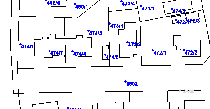 Parcela st. 474/6 v KÚ Bručná, Katastrální mapa