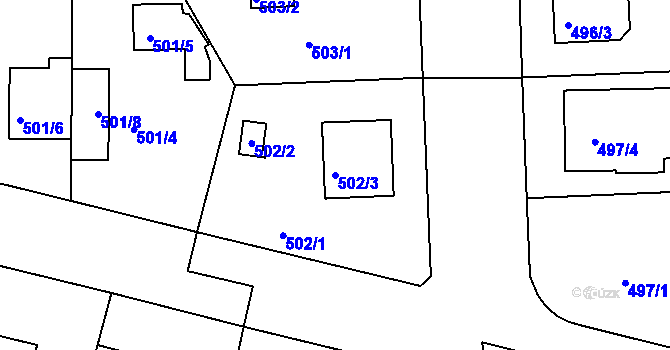 Parcela st. 502/3 v KÚ Bručná, Katastrální mapa