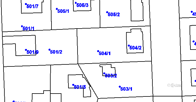 Parcela st. 504/1 v KÚ Bručná, Katastrální mapa