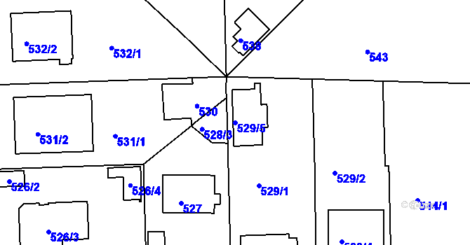 Parcela st. 529/5 v KÚ Bručná, Katastrální mapa