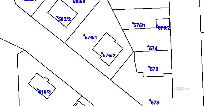 Parcela st. 576/2 v KÚ Bručná, Katastrální mapa