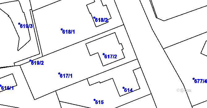 Parcela st. 617/2 v KÚ Bručná, Katastrální mapa