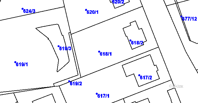 Parcela st. 618/1 v KÚ Bručná, Katastrální mapa