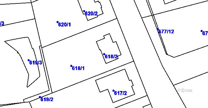 Parcela st. 618/2 v KÚ Bručná, Katastrální mapa