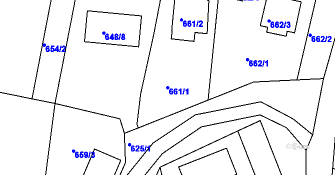 Parcela st. 661/1 v KÚ Bručná, Katastrální mapa