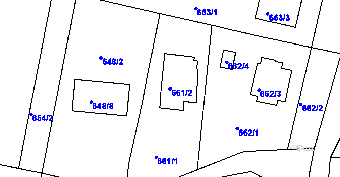 Parcela st. 661/2 v KÚ Bručná, Katastrální mapa