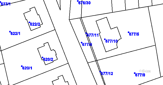 Parcela st. 677/6 v KÚ Bručná, Katastrální mapa