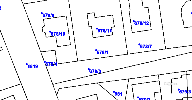 Parcela st. 678/1 v KÚ Bručná, Katastrální mapa