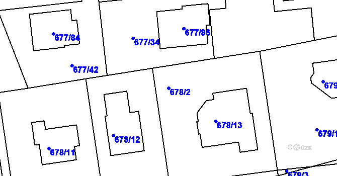 Parcela st. 678/2 v KÚ Bručná, Katastrální mapa