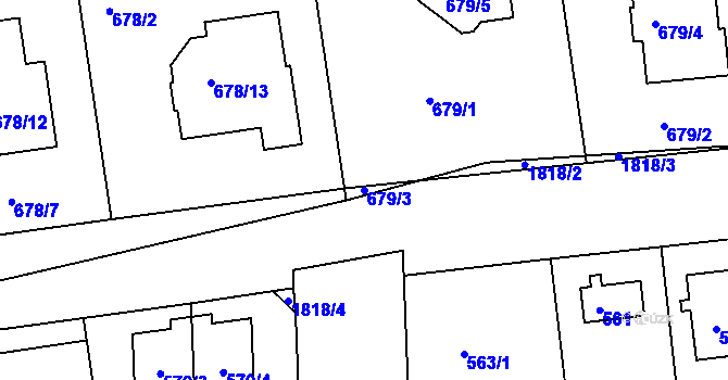 Parcela st. 679/3 v KÚ Bručná, Katastrální mapa