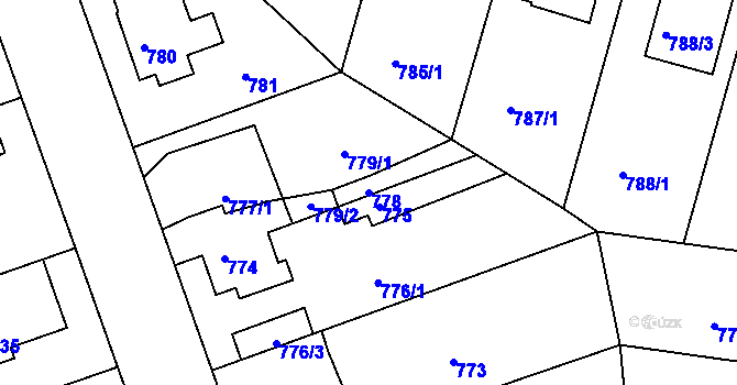 Parcela st. 778 v KÚ Bručná, Katastrální mapa