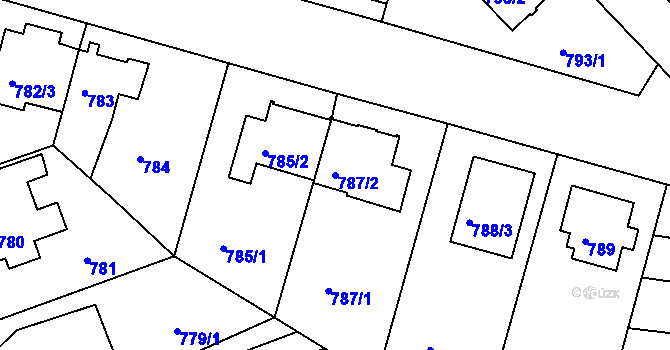 Parcela st. 787/2 v KÚ Bručná, Katastrální mapa