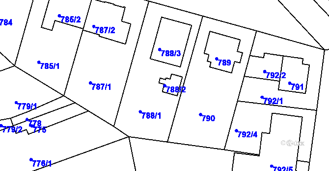 Parcela st. 788/2 v KÚ Bručná, Katastrální mapa