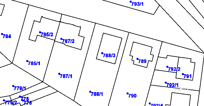 Parcela st. 788/3 v KÚ Bručná, Katastrální mapa