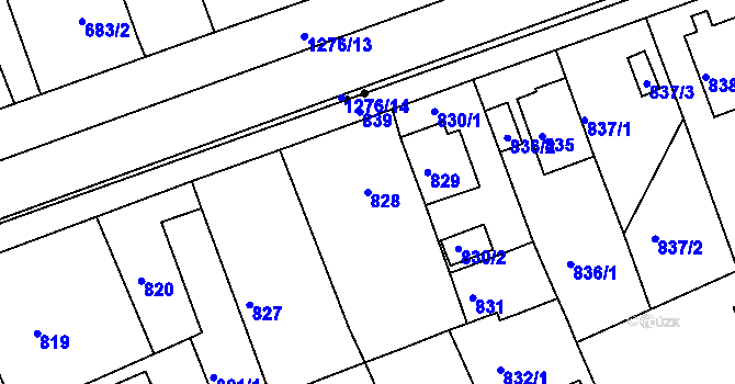 Parcela st. 828 v KÚ Bručná, Katastrální mapa