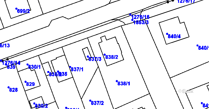 Parcela st. 838/2 v KÚ Bručná, Katastrální mapa
