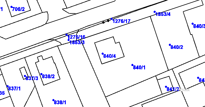 Parcela st. 840/4 v KÚ Bručná, Katastrální mapa