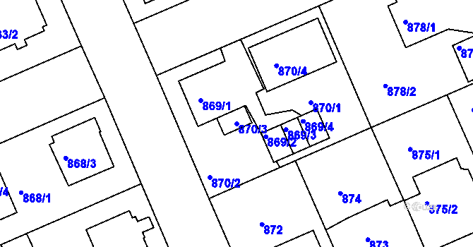 Parcela st. 870/3 v KÚ Bručná, Katastrální mapa