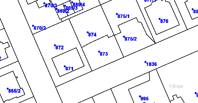 Parcela st. 873 v KÚ Bručná, Katastrální mapa