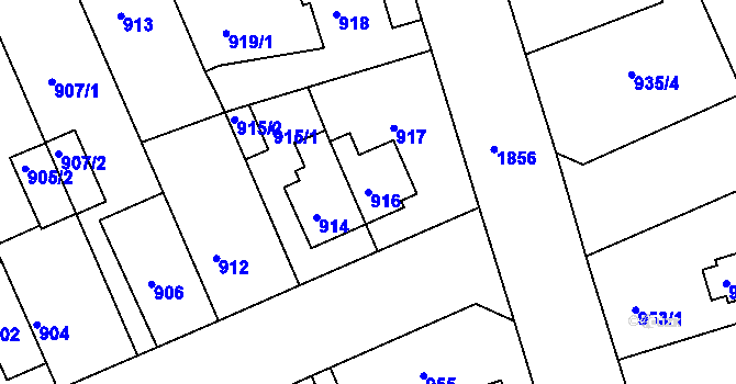 Parcela st. 916 v KÚ Bručná, Katastrální mapa
