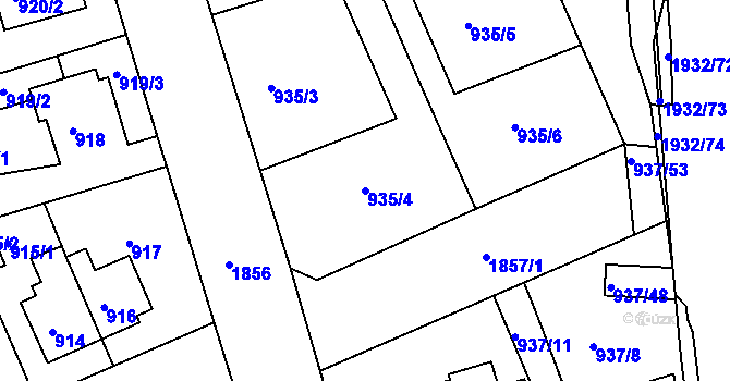 Parcela st. 935/4 v KÚ Bručná, Katastrální mapa