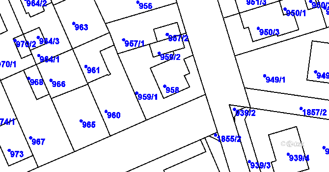 Parcela st. 958 v KÚ Bručná, Katastrální mapa
