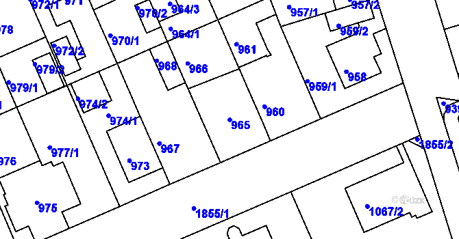 Parcela st. 965 v KÚ Bručná, Katastrální mapa