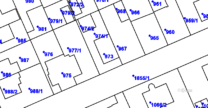 Parcela st. 973 v KÚ Bručná, Katastrální mapa