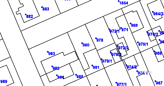 Parcela st. 980 v KÚ Bručná, Katastrální mapa