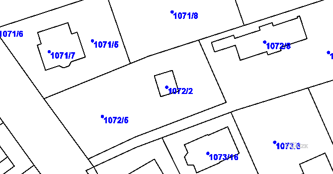 Parcela st. 1072/2 v KÚ Bručná, Katastrální mapa